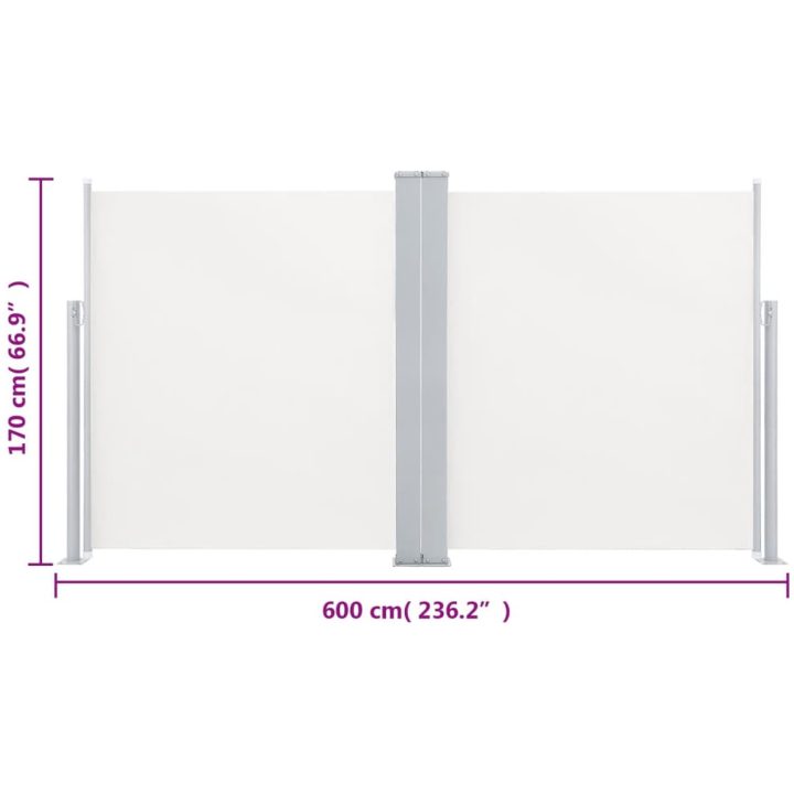 Infällbar sidomarkis dubbel gräddvit vidaXL 170 x 600 cm – bild 12