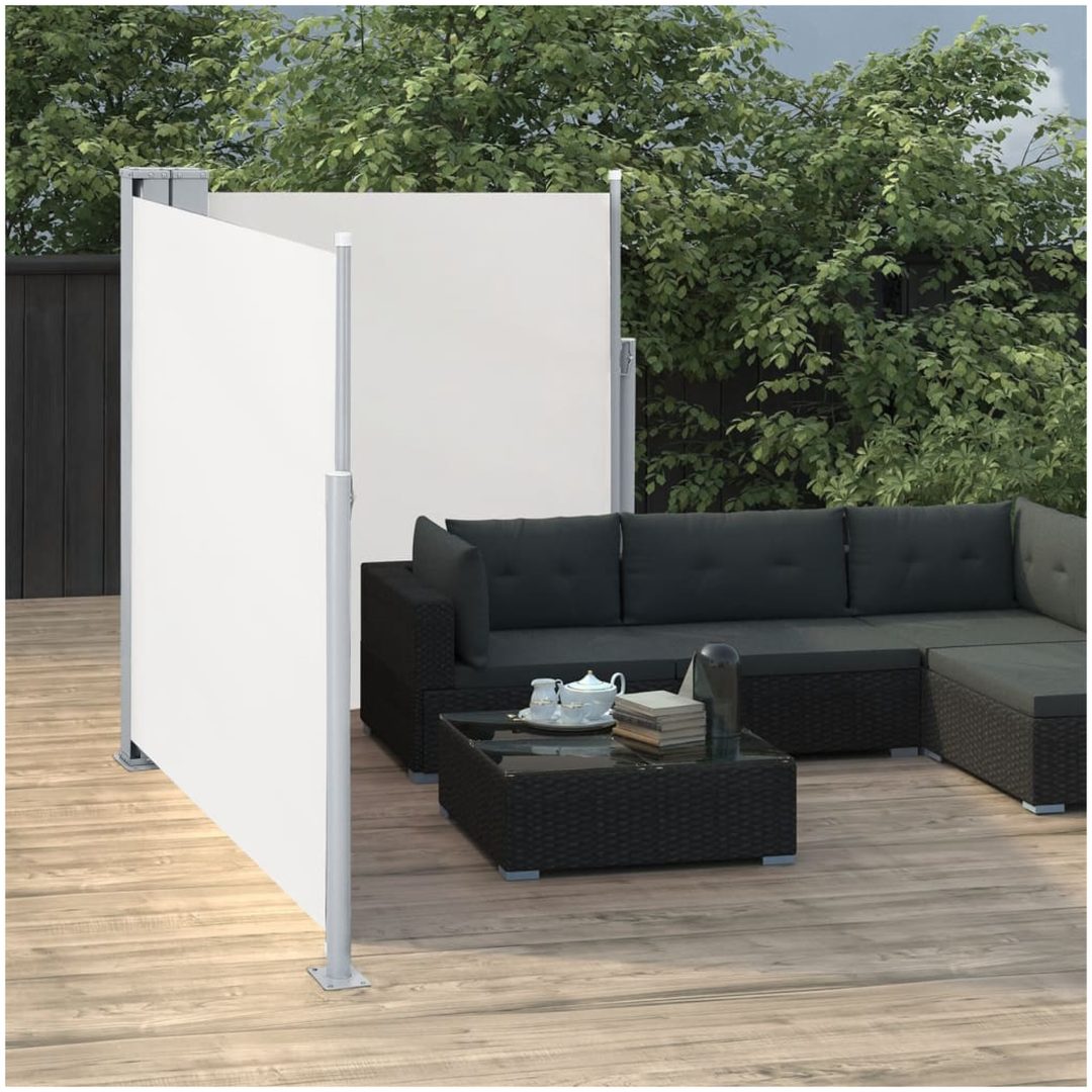 Infällbar sidomarkis dubbel gräddvit vidaXL 170 x 600 cm – bild 3