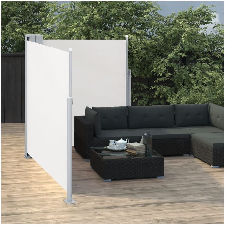 Infällbar sidomarkis dubbel gräddvit vidaXL 170 x 600 cm – bild 3