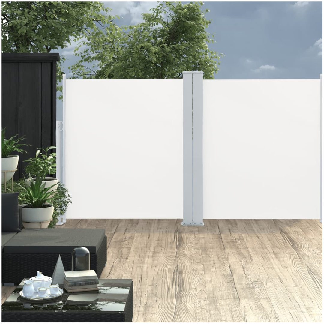 Infällbar sidomarkis dubbel gräddvit vidaXL 170 x 600 cm