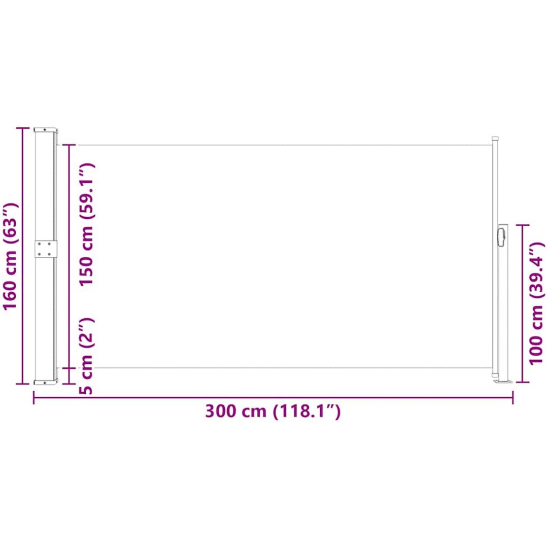 Infällbar sidomarkis för uteplats grå vidaXL 160 x 300 cm – bild 12
