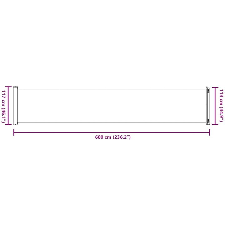 Infällbar sidomarkis grå vidaXL 117 x 600 cm – bild 10