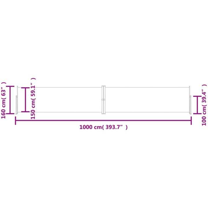Infällbar sidomarkis gräddvit vidaXL 160 x 1000 cm – bild 8