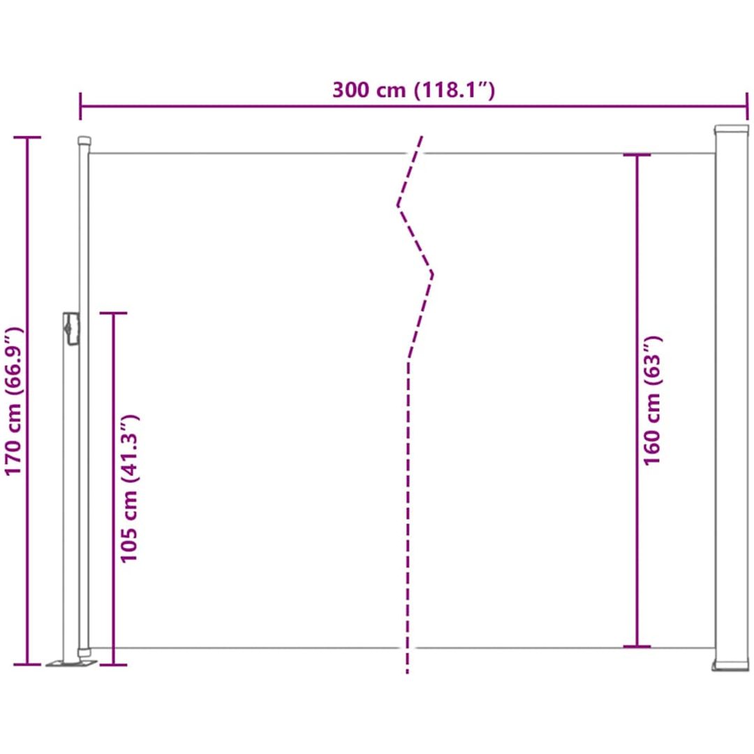 Infällbar sidomarkis gräddvit vidaXL 170 x 300 cm – bild 11