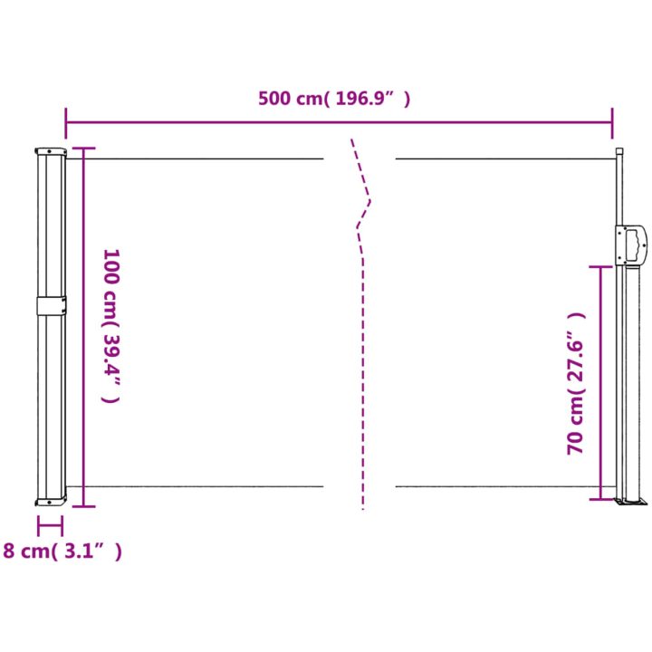 Infällbar sidomarkis mörkgrön vidaXL 100 x 500 cm – bild 10