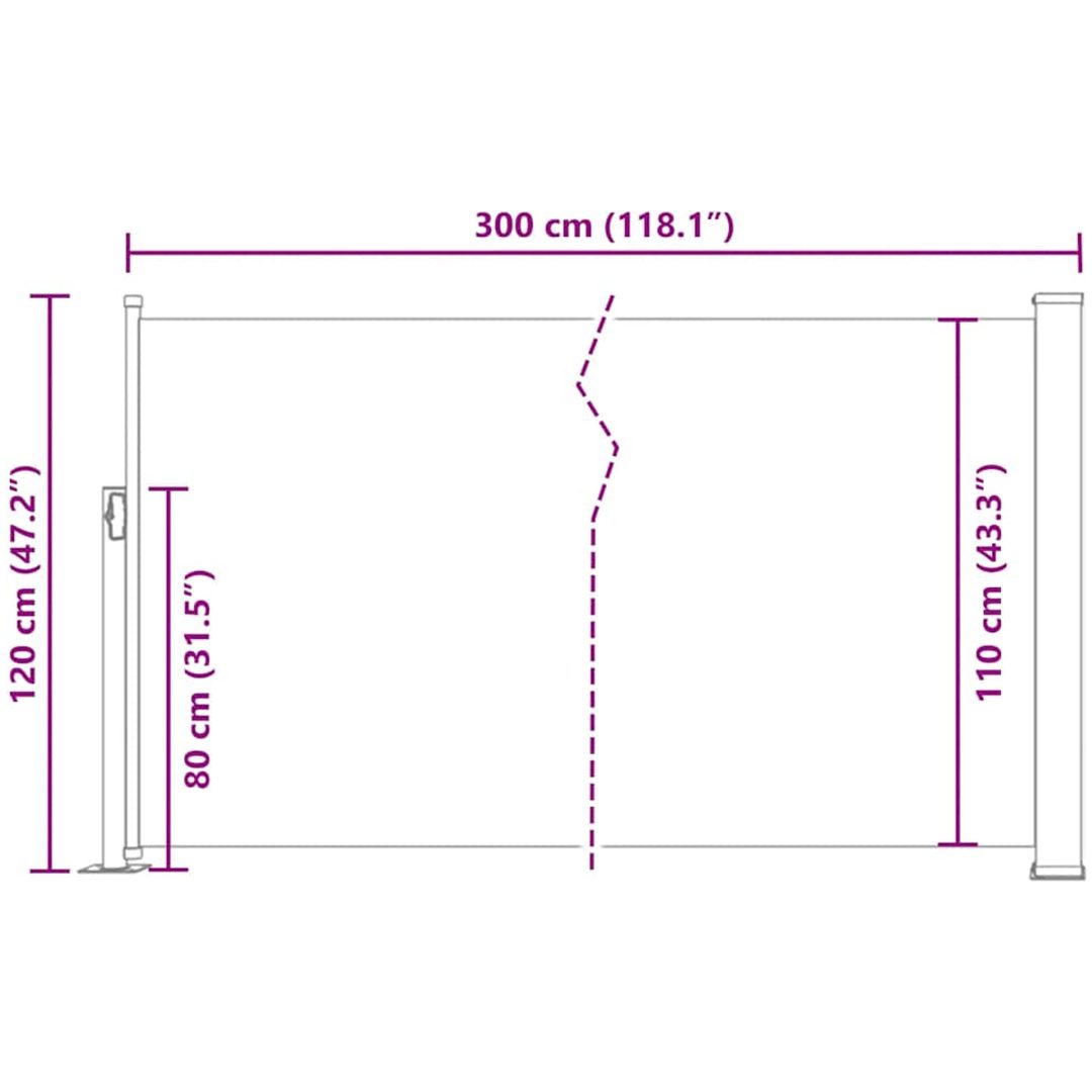 Infällbar sidomarkis svart vidaXL 120 x 300 cm – bild 10