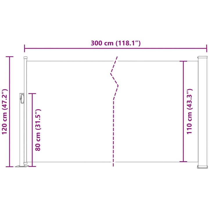Infällbar sidomarkis svart vidaXL 120 x 300 cm – bild 10