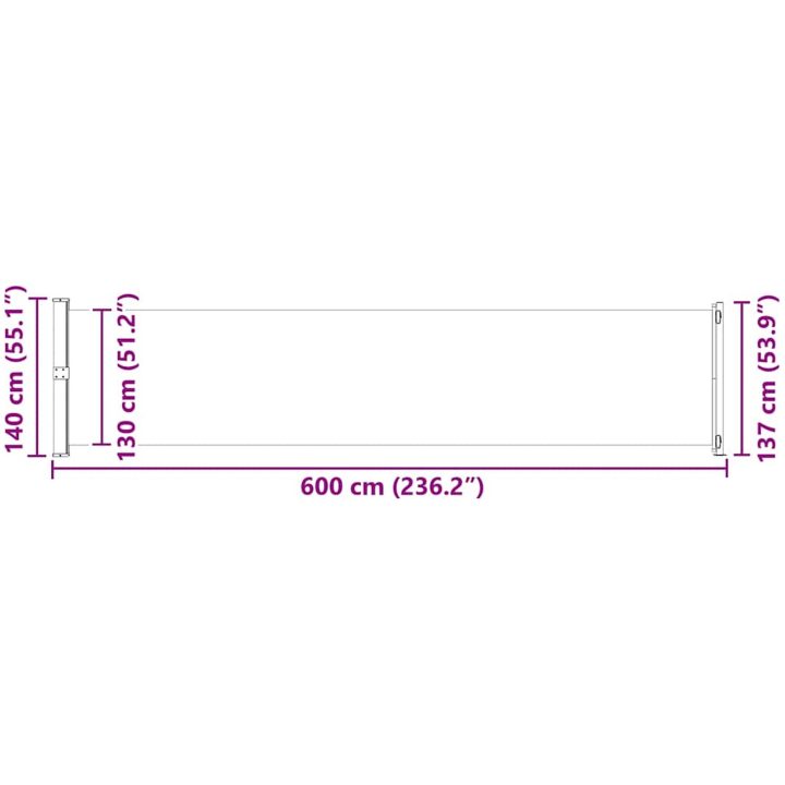 Infällbar sidomarkis svart vidaXL 600 x 140 cm – bild 11