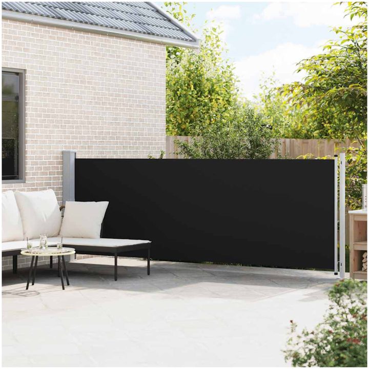 Infällbar sidomarkis svart vidaXL 600 x 140 cm – bild 3