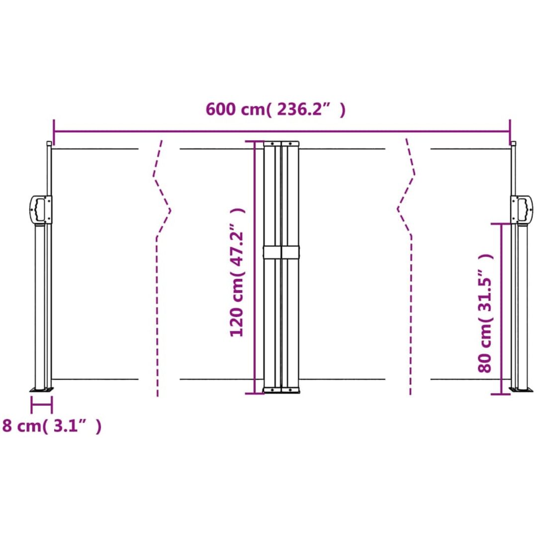 Infällbar sidomarkis terrakotta vidaXL 120 x 600 cm – bild 10
