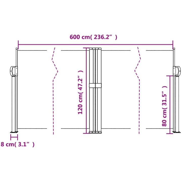 Infällbar sidomarkis terrakotta vidaXL 120 x 600 cm – bild 10