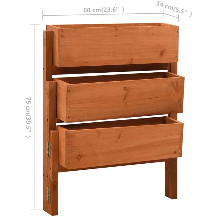 Infällbart odlingsställ orange 60x14x75 cm massivt granträ vidaXL – bild 5