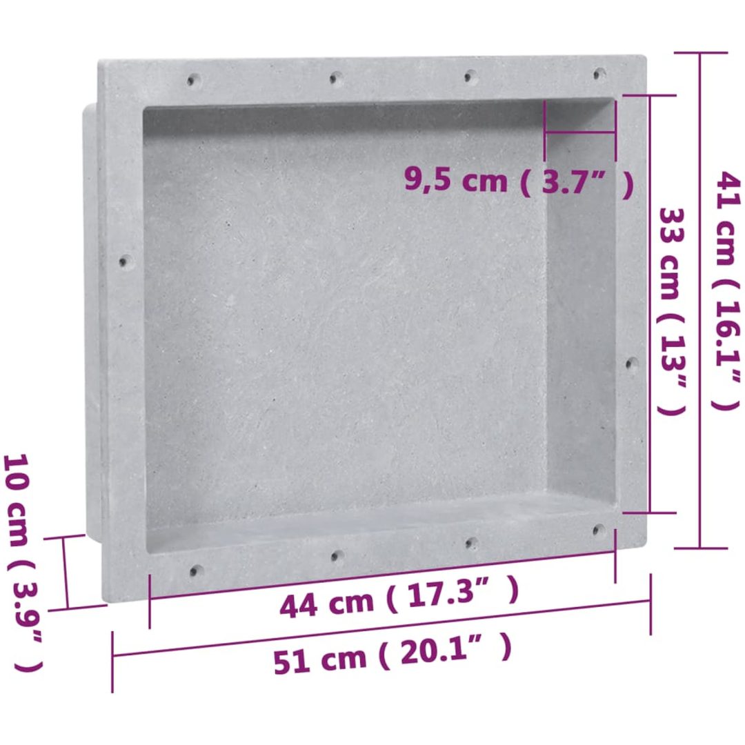 Infälld duschhylla niche matt grå 41x51x10 cm vidaXL 41 x 51 x 10 cm – bild 8