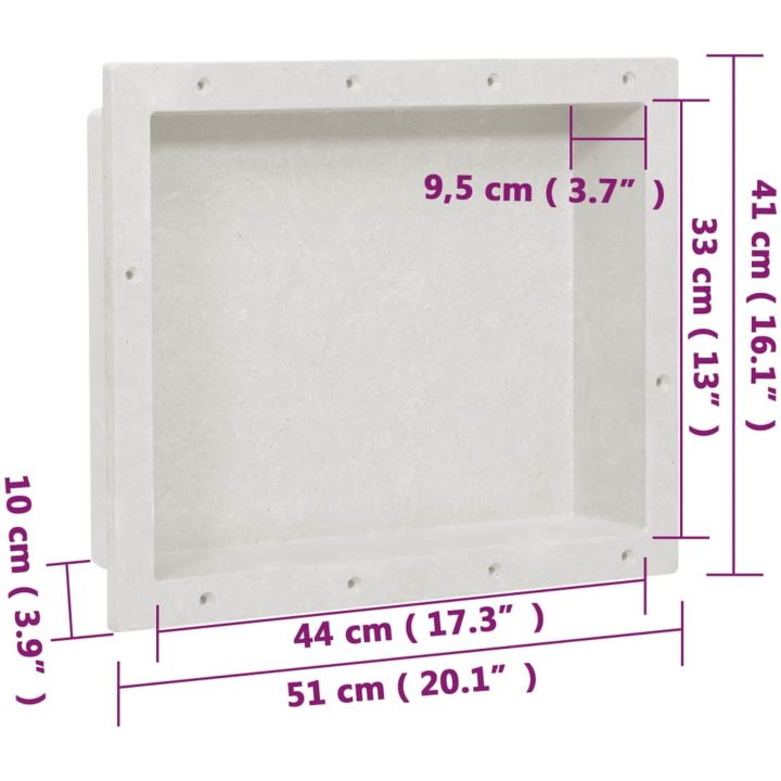 Infälld duschhylla niche matt vit 41x51x10 cm vidaXL 41 x 51 x 10 cm – bild 8