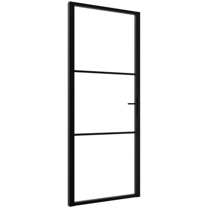 Innerdörr ESG-glas och aluminium svart vidaXL 83 x 201.5 cm – bild 2