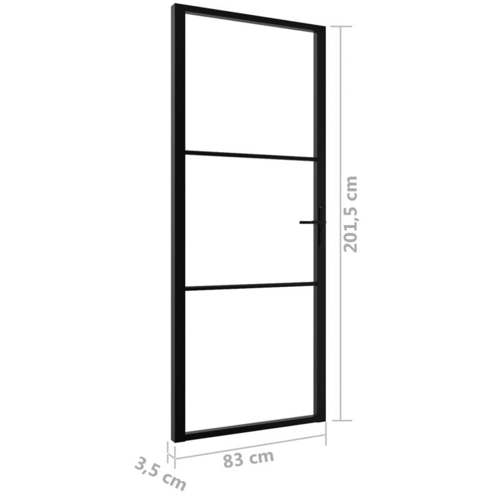 Innerdörr ESG-glas och aluminium svart vidaXL 83 x 201.5 cm – bild 6