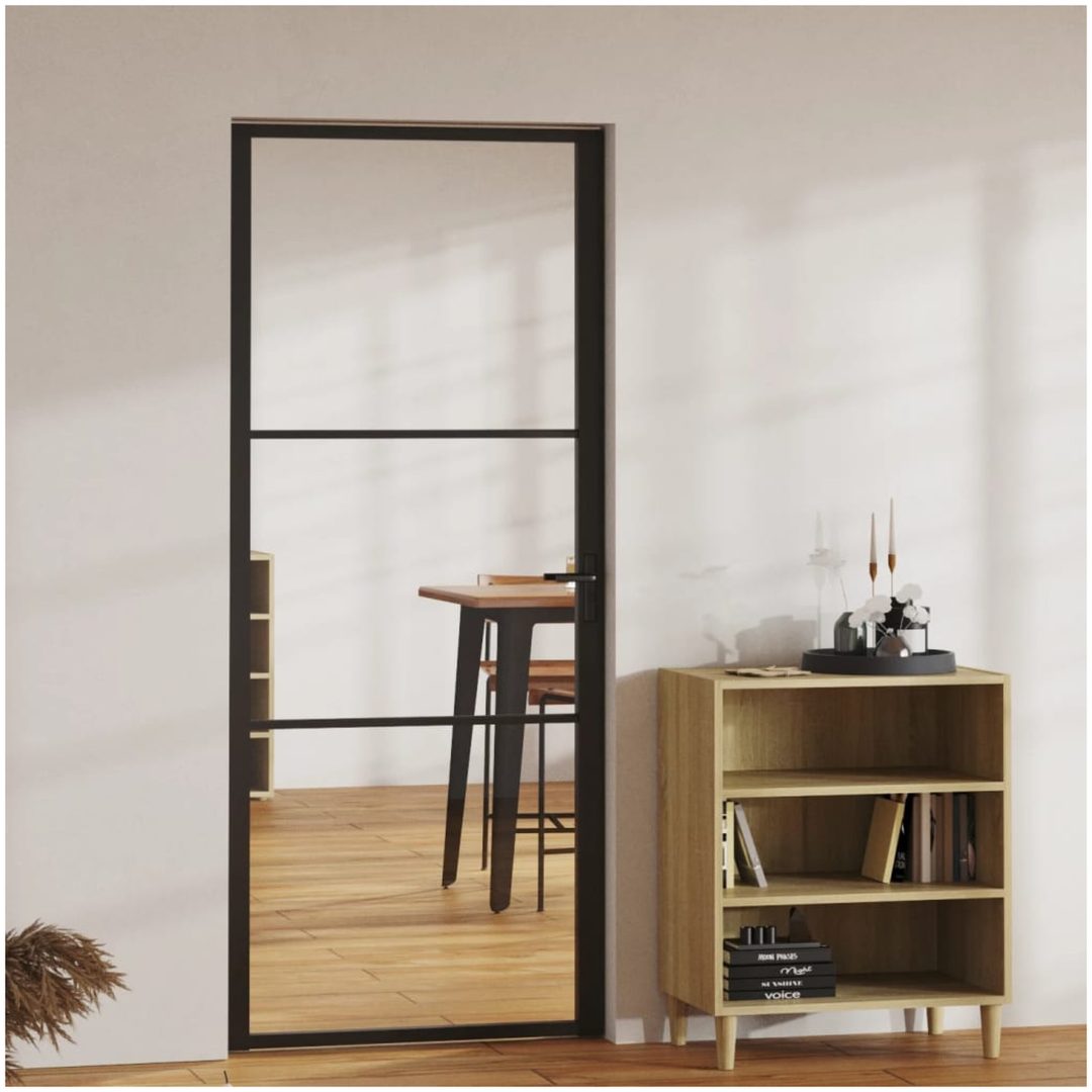 Innerdörr ESG-glas och aluminium svart vidaXL 83 x 201.5 cm