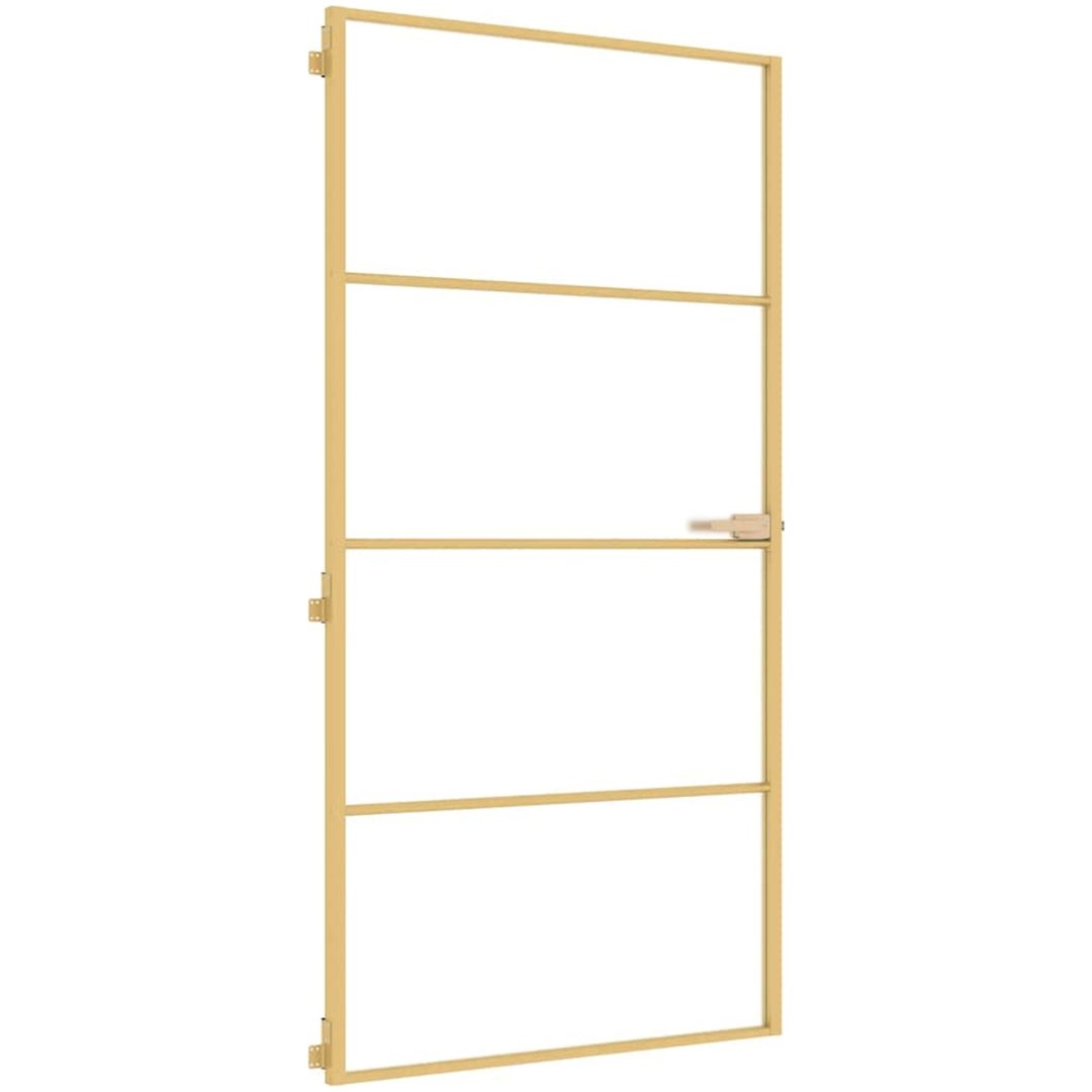 Innerdörr guld härdat glas och aluminium slim vidaXL 102.5 x 201.5 cm – bild 2