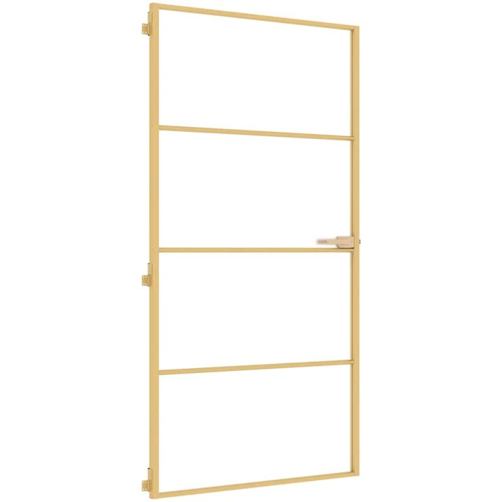 Innerdörr guld härdat glas och aluminium slim vidaXL 102.5 x 201.5 cm – bild 2