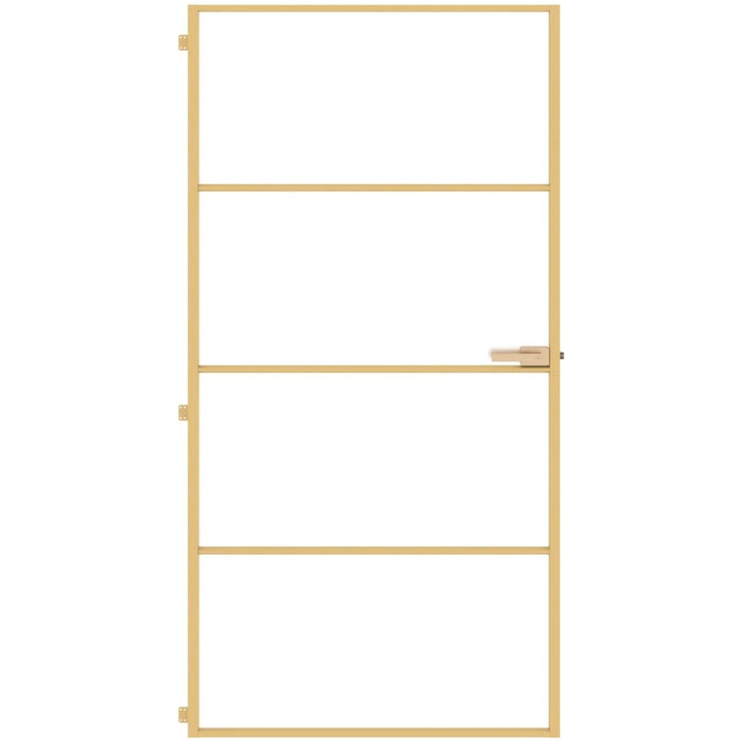 Innerdörr guld härdat glas och aluminium slim vidaXL 102.5 x 201.5 cm – bild 3