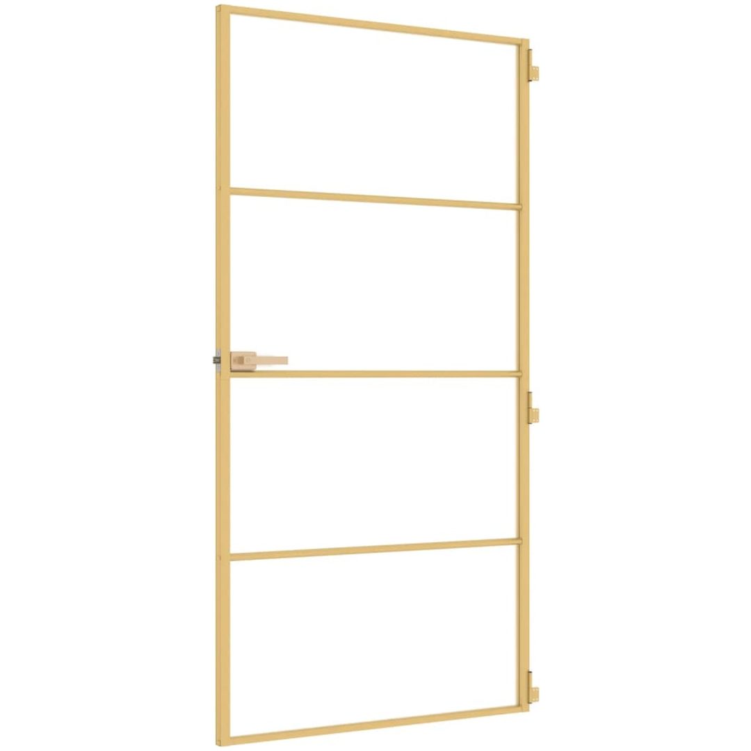 Innerdörr guld härdat glas och aluminium slim vidaXL 102.5 x 201.5 cm – bild 5