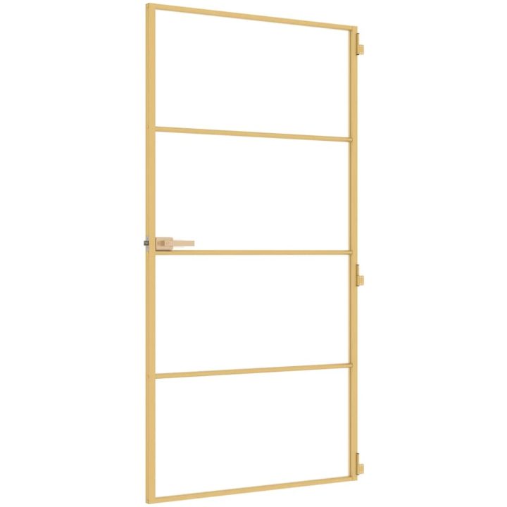 Innerdörr guld härdat glas och aluminium slim vidaXL 102.5 x 201.5 cm – bild 5