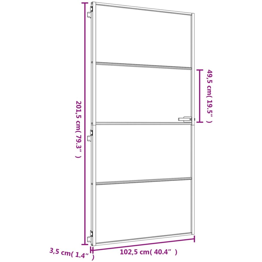 Innerdörr guld härdat glas och aluminium slim vidaXL 102.5 x 201.5 cm – bild 9
