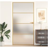 Innerdörr guld härdat glas och aluminium slim vidaXL