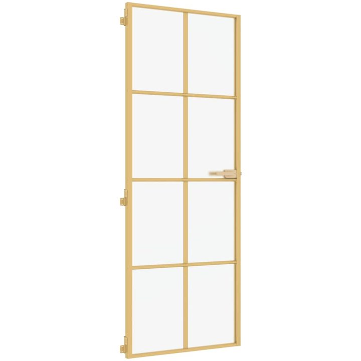 Innerdörr guld härdat glas och aluminium slim vidaXL 76 x 201.5 cm – bild 2