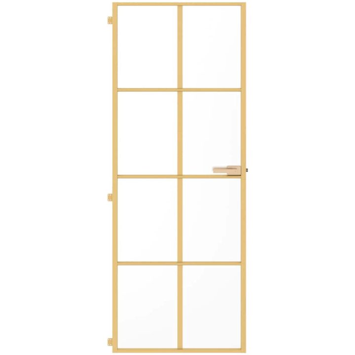 Innerdörr guld härdat glas och aluminium slim vidaXL 76 x 201.5 cm – bild 3