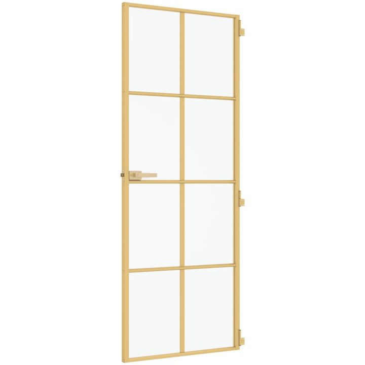 Innerdörr guld härdat glas och aluminium slim vidaXL 76 x 201.5 cm – bild 5