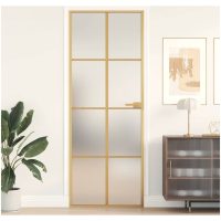 Innerdörr guld härdat glas och aluminium slim vidaXL
