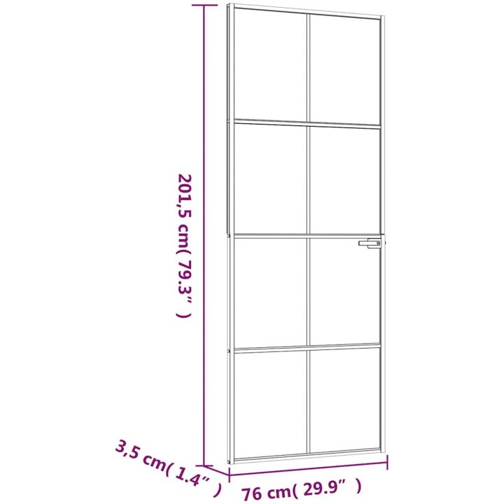 Innerdörr härdat glas och aluminium slim vidaXL 76 x 201.5 cm – bild 8