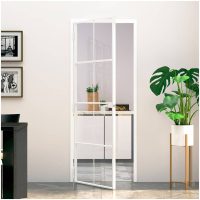 Innerdörr härdat glas och aluminium slim vidaXL