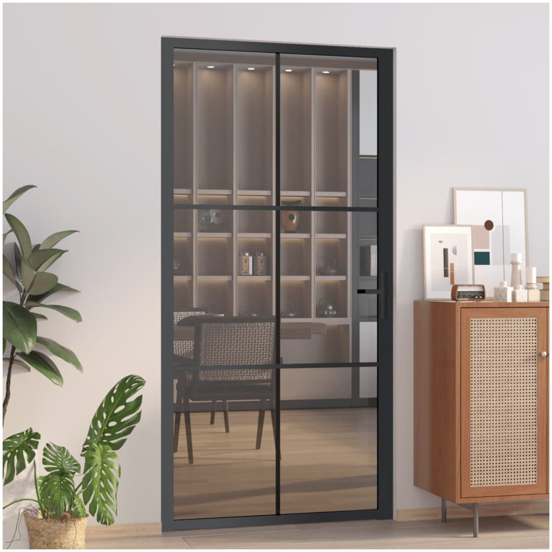 Innerdörr svart ESG-glas och aluminium vidaXL 102.5 x 201.5 cm