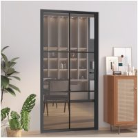 Innerdörr svart ESG-glas och aluminium vidaXL