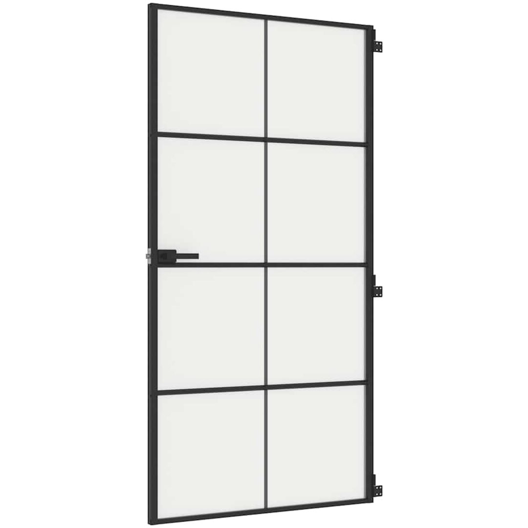Innerdörr svart härdat glas och aluminium slim vidaXL 102.5 x 201.5 cm – bild 2