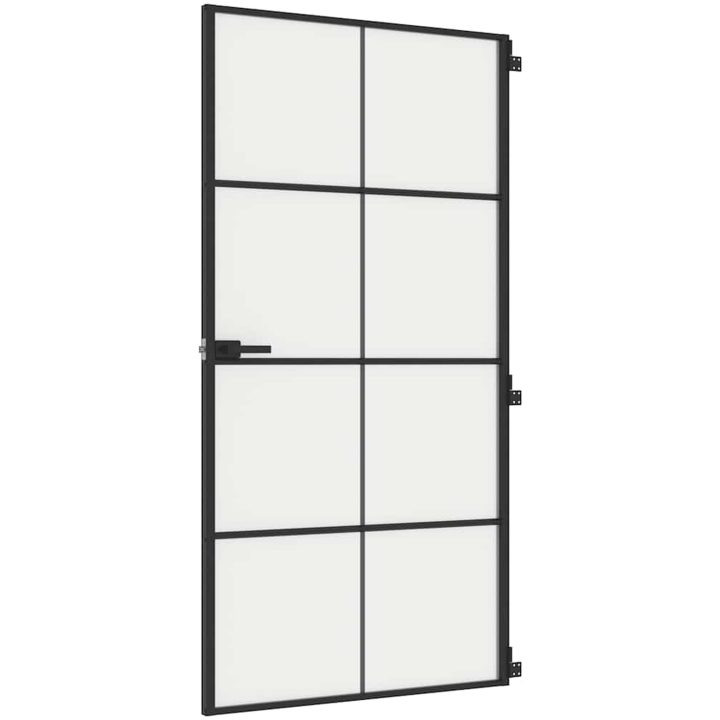 Innerdörr svart härdat glas och aluminium slim vidaXL 102.5 x 201.5 cm – bild 2