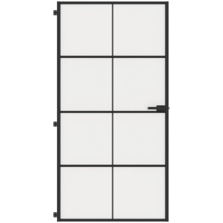 Innerdörr svart härdat glas och aluminium slim vidaXL 102.5 x 201.5 cm – bild 3