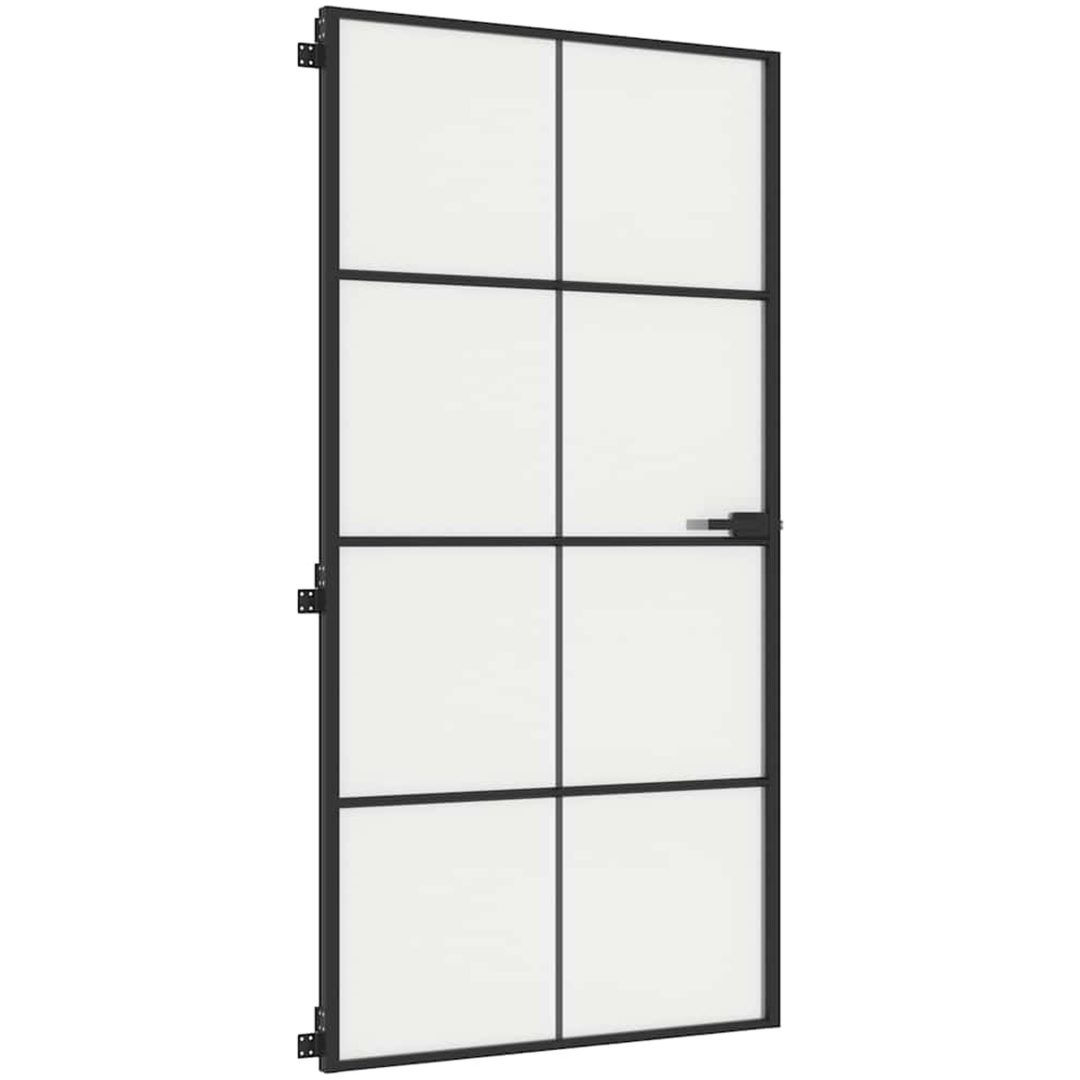 Innerdörr svart härdat glas och aluminium slim vidaXL 102.5 x 201.5 cm – bild 5