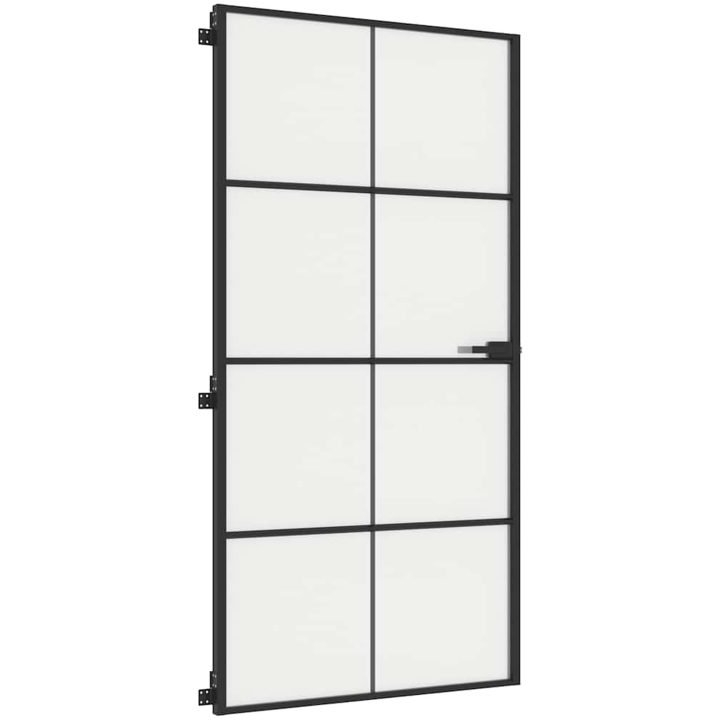 Innerdörr svart härdat glas och aluminium slim vidaXL 102.5 x 201.5 cm – bild 5