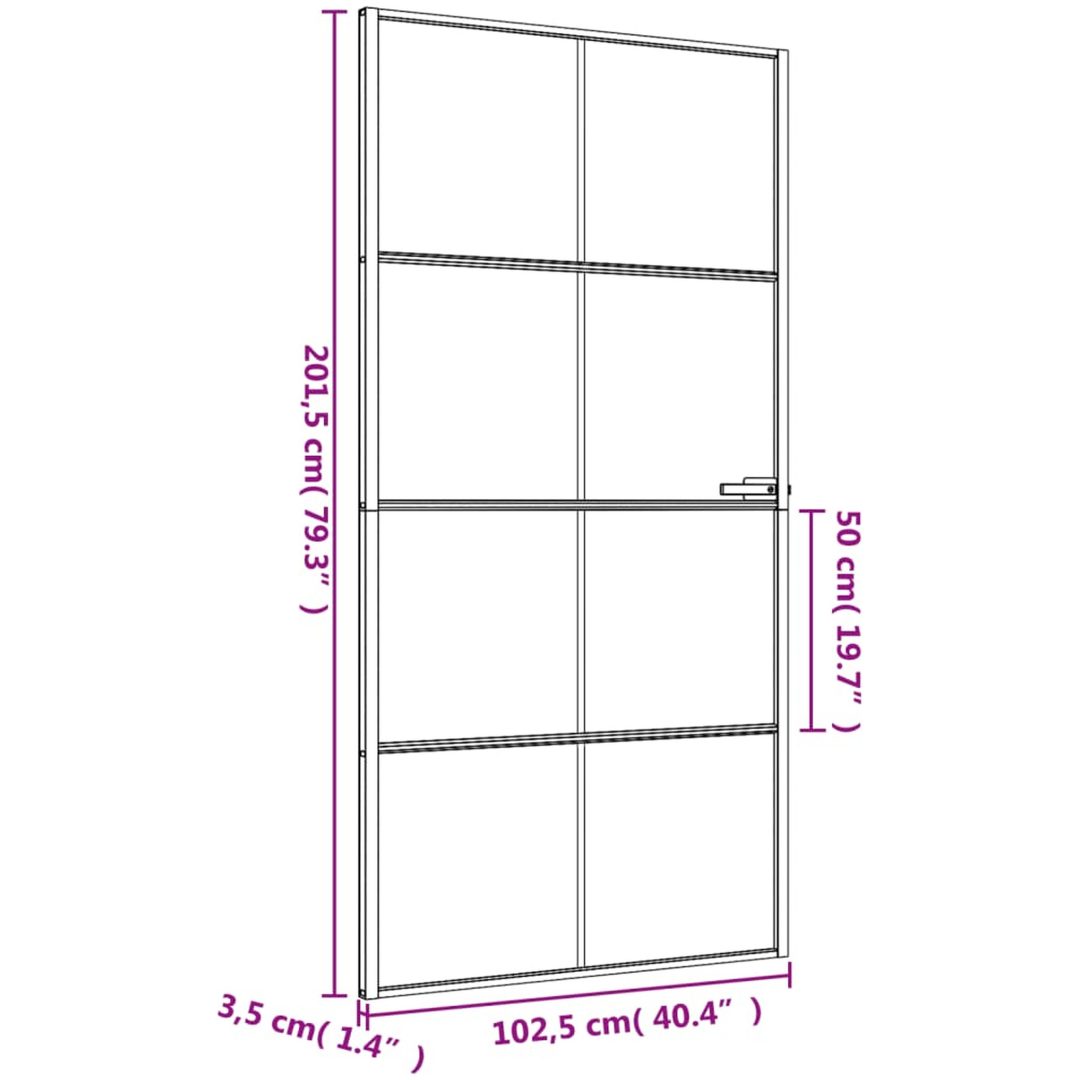 Innerdörr svart härdat glas och aluminium slim vidaXL 102.5 x 201.5 cm – bild 9