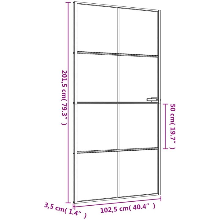 Innerdörr svart härdat glas och aluminium slim vidaXL 102.5 x 201.5 cm – bild 9
