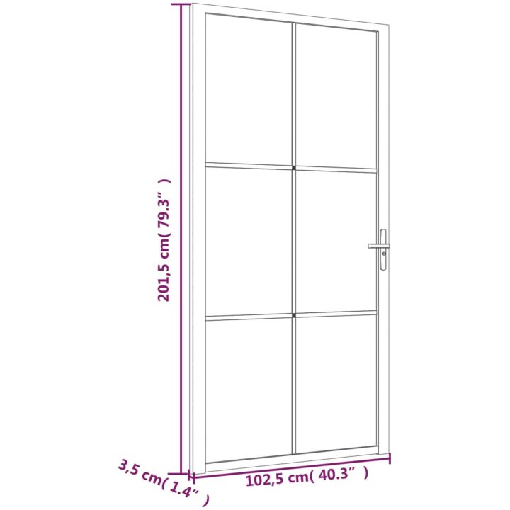 Innerdörr svart matt glas och aluminium vidaXL 102.5 x 201.5 cm – bild 7
