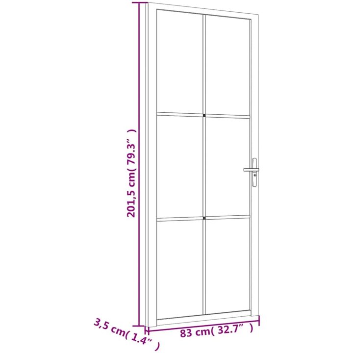 Innerdörr vit ESG-glas och aluminium vidaXL 83 x 201.5 cm – bild 7