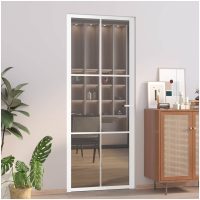 Innerdörr vit ESG-glas och aluminium vidaXL