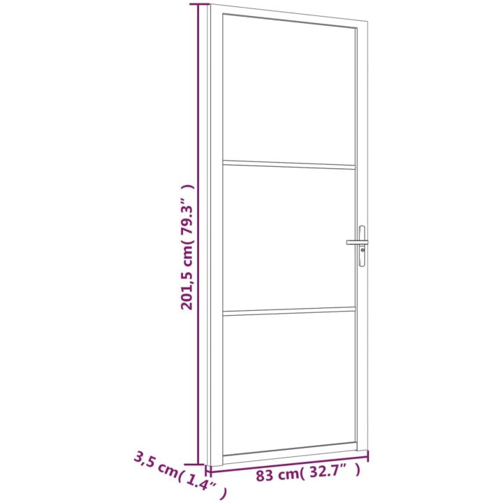 Innerdörr vit ESG-glas och aluminium vidaXL 83 x 201.5 cm – bild 6