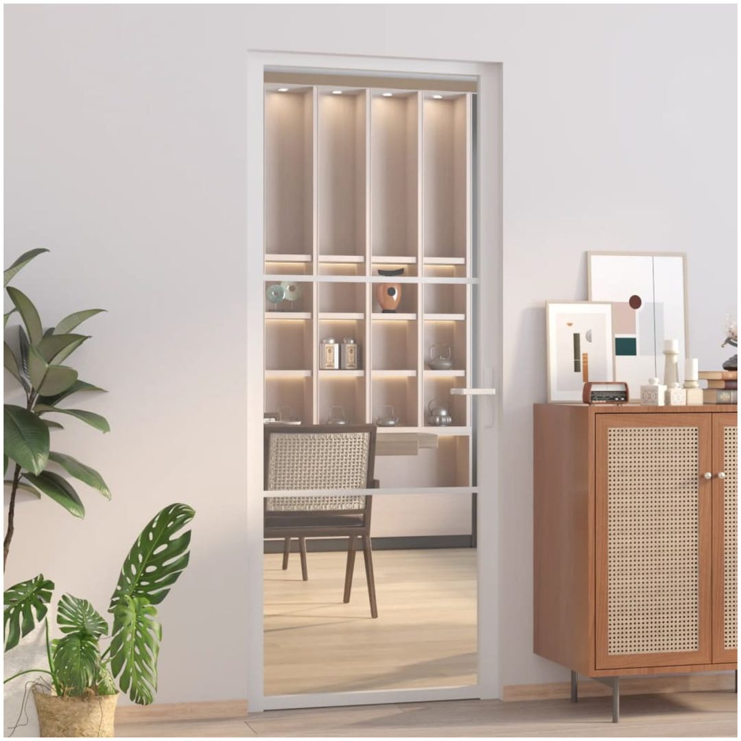 Innerdörr vit ESG-glas och aluminium vidaXL 83 x 201.5 cm
