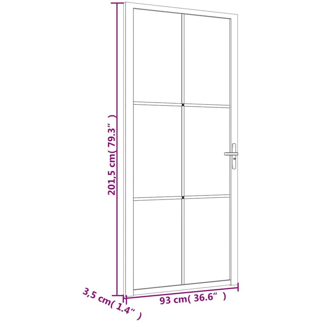 Innerdörr vit matt glas och aluminium vidaXL 93 x 201.5 cm – bild 7