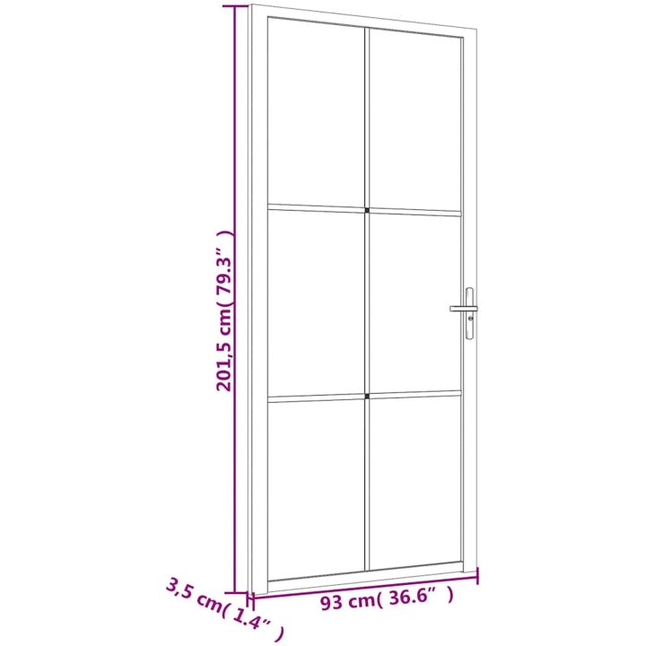 Innerdörr vit matt glas och aluminium vidaXL 93 x 201.5 cm – bild 7